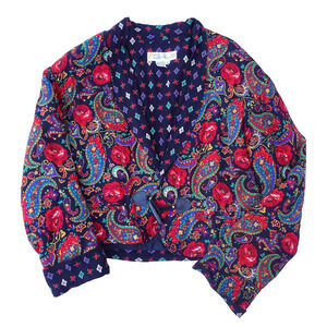 Vtg Chaus Bolero Jacket Crop Multicolor Paisley Boho Indie 90s Retro Women's M